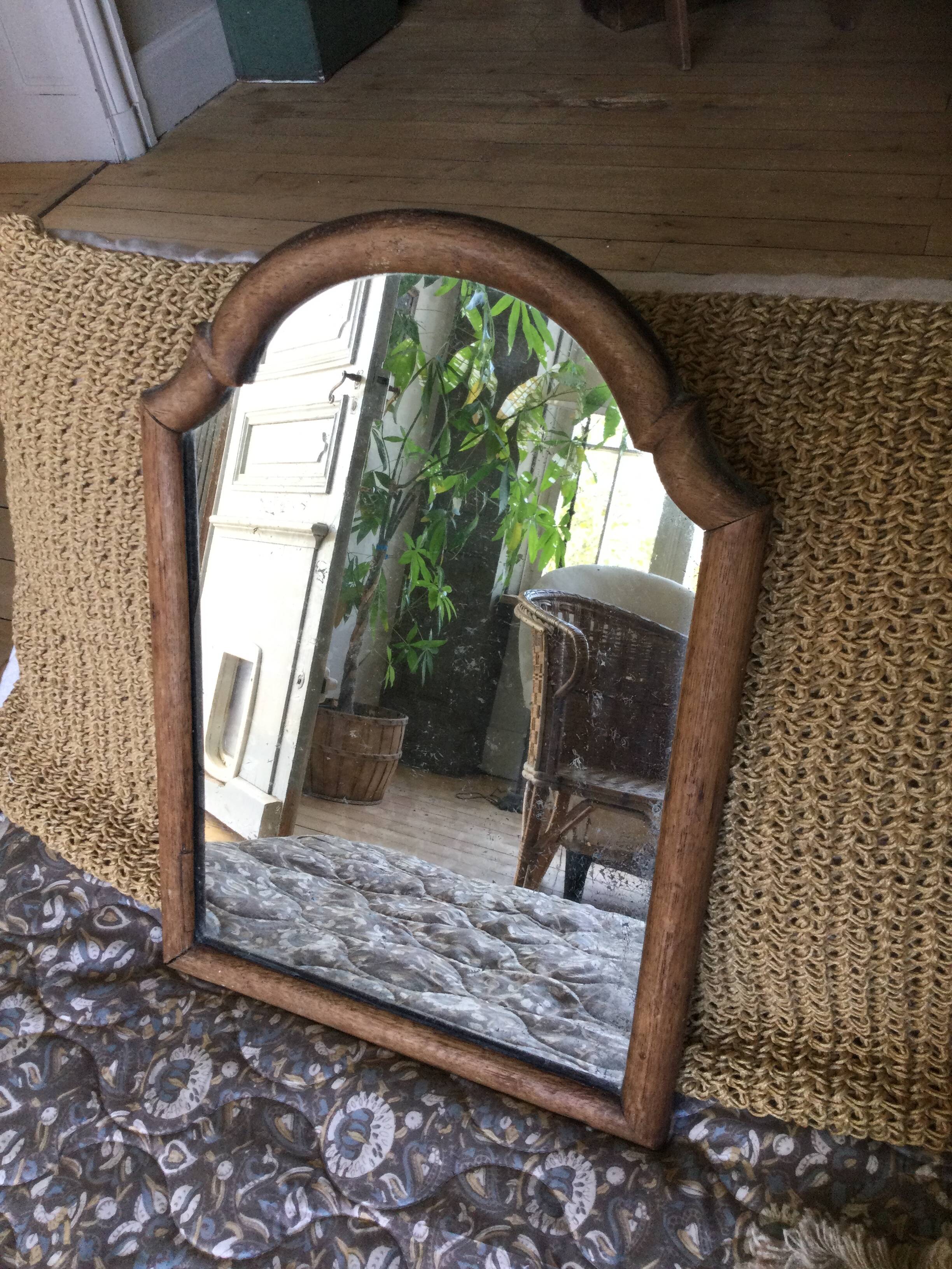 Antique tall round mirror