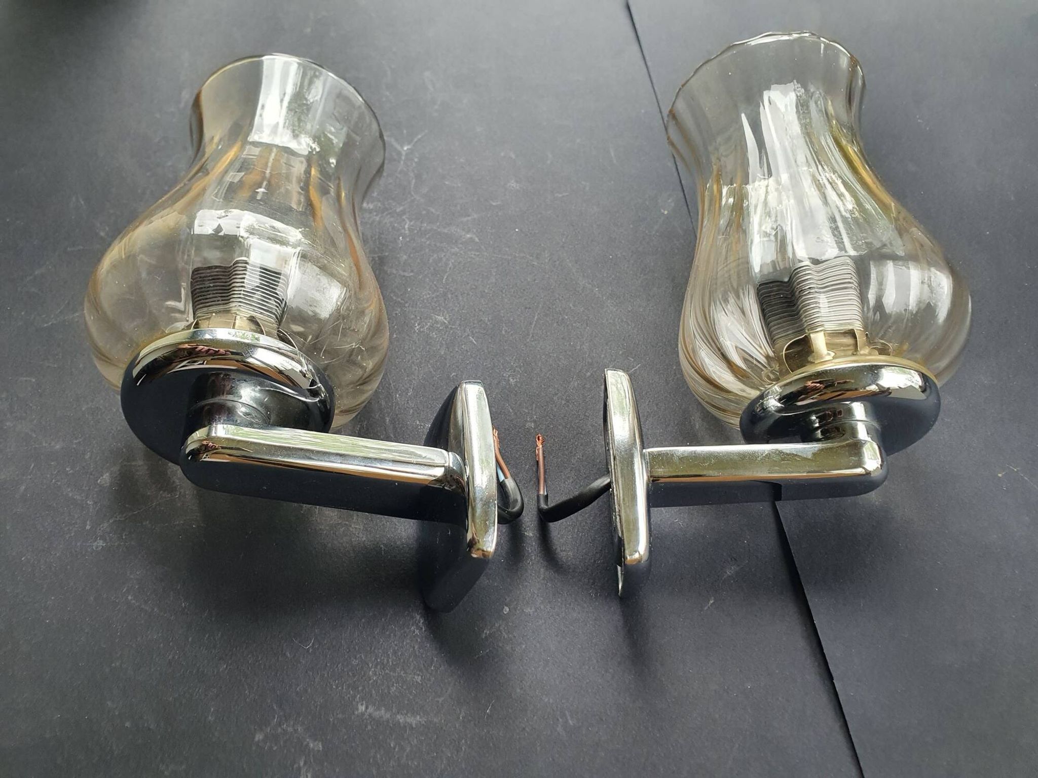 Pair of vintage chrome wall sconces