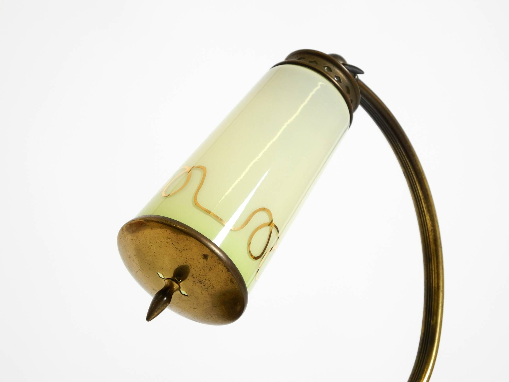 Beautiful, rare brass table lamp with glass shade | 1940s