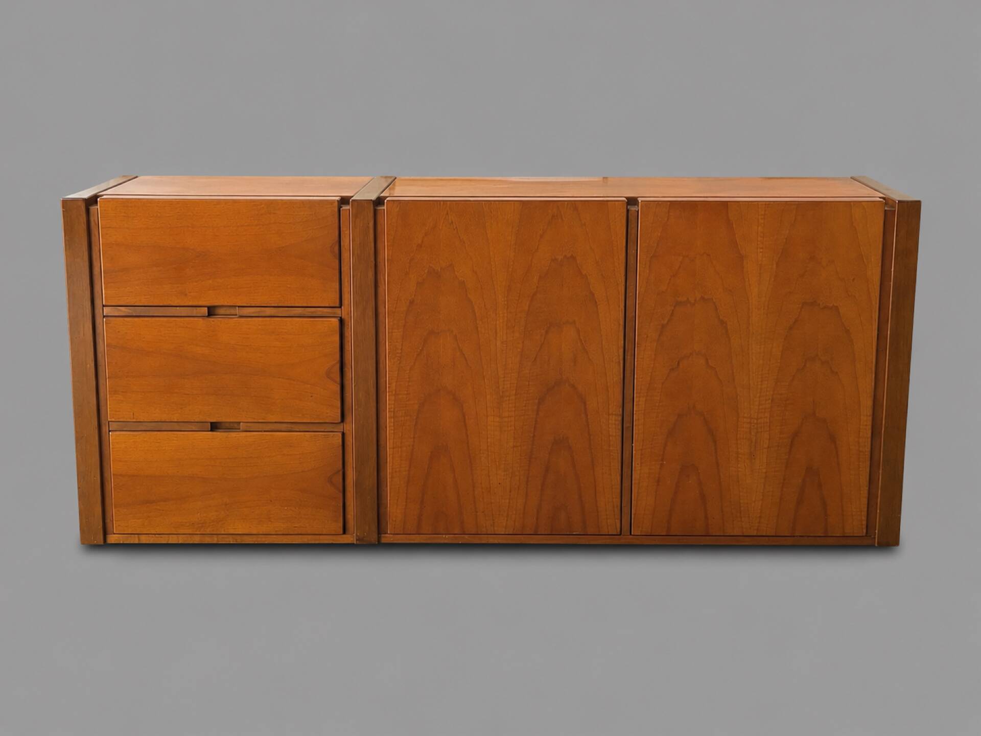 Low Scandinavian enfilade in walnut – Vintage design sideboard from the year