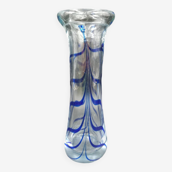Vase bleu en verre de Murano de Seguso, Italie 1970