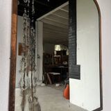 Large antique mercury mirror in copper-plated metal, 1930