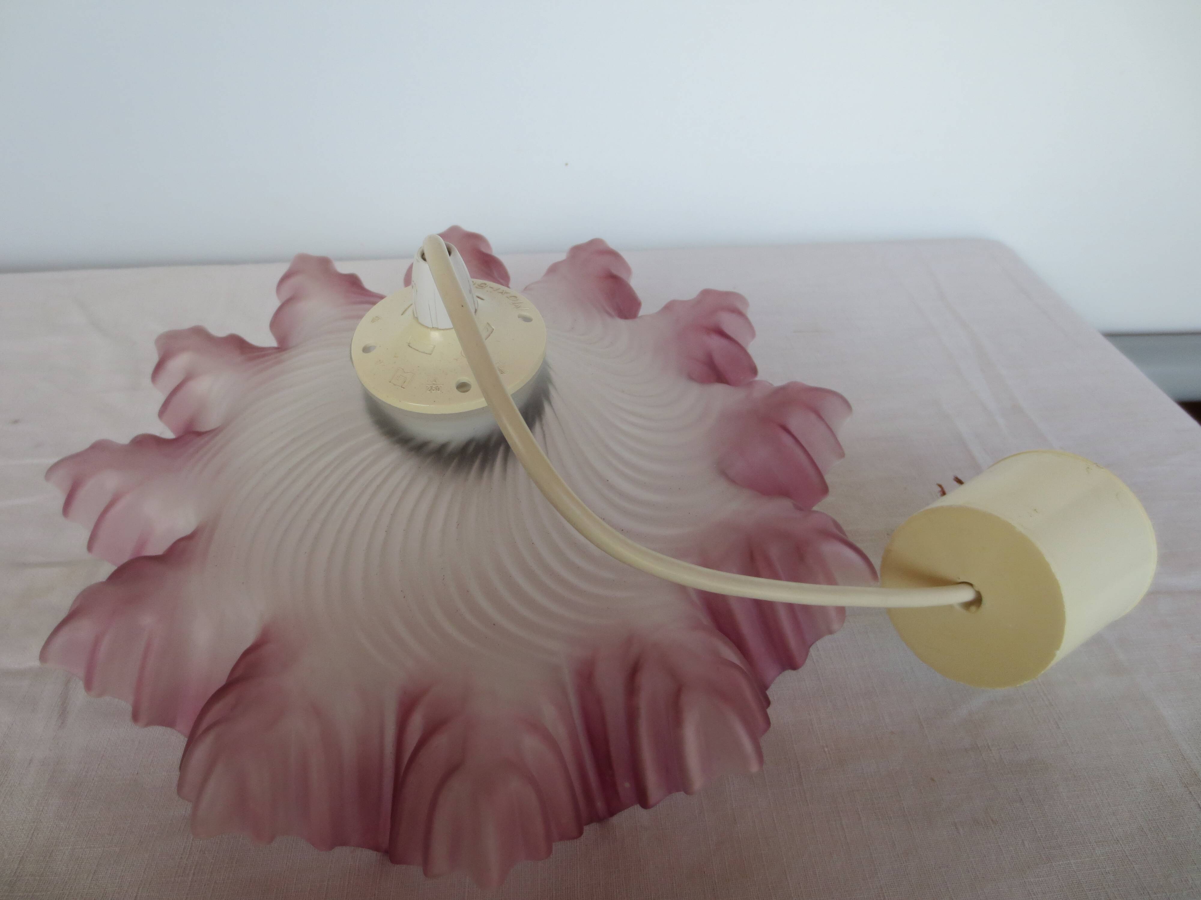 suspension with opaline pink-lilac lampshade