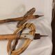 Old wooden and rattan ski poles