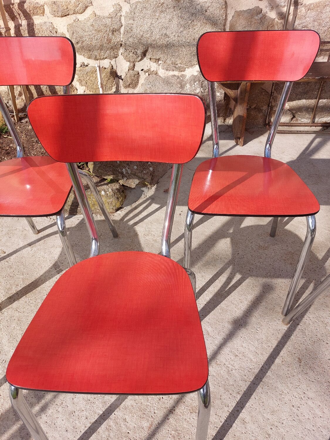 Red formica chairs