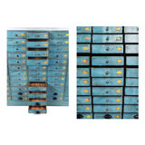 Pastourel wooden craft furniture with 96 drawers with blue patina