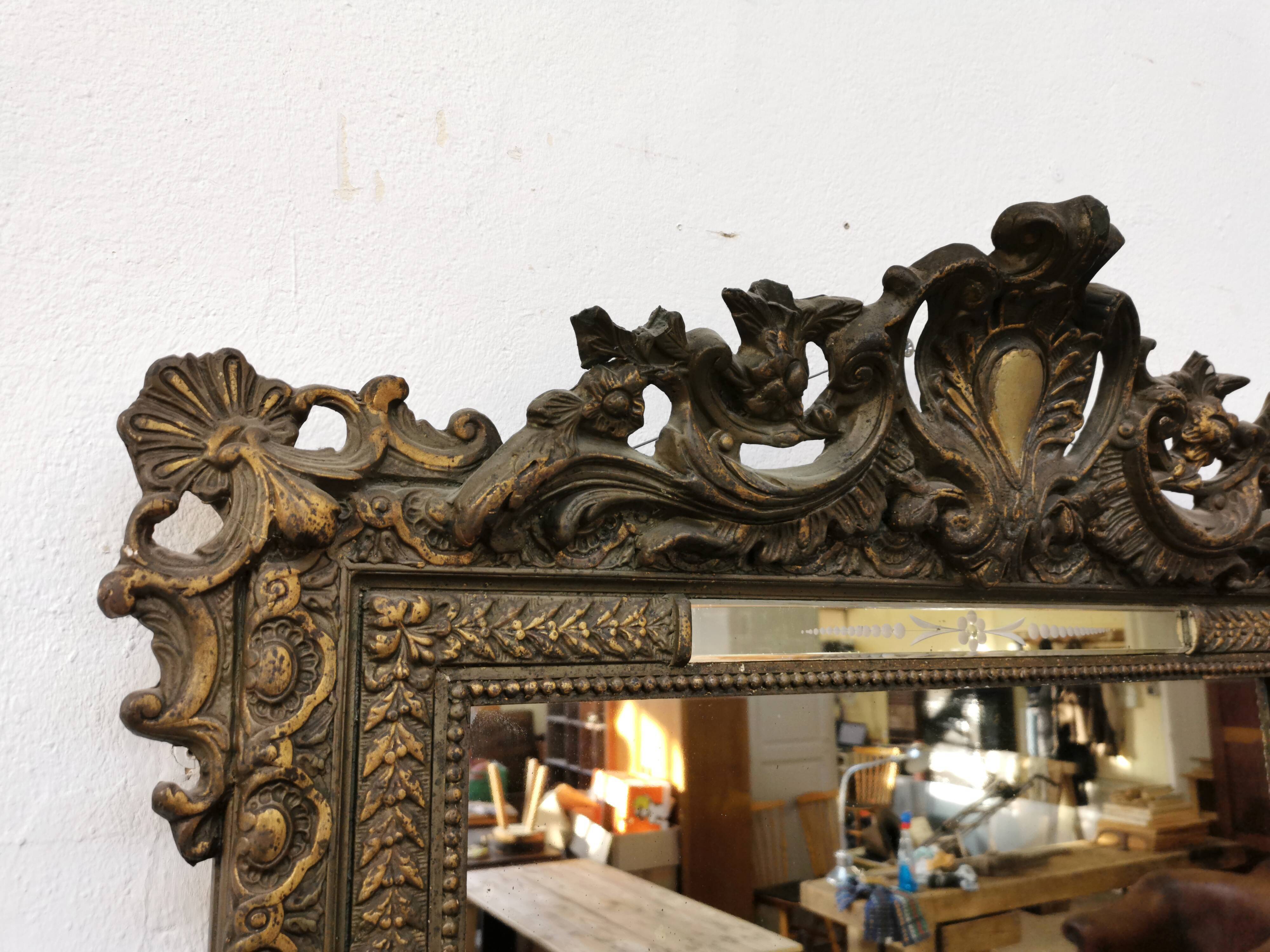Ancient mirror 116 x 82 Napoleon III wood and gilded stucco