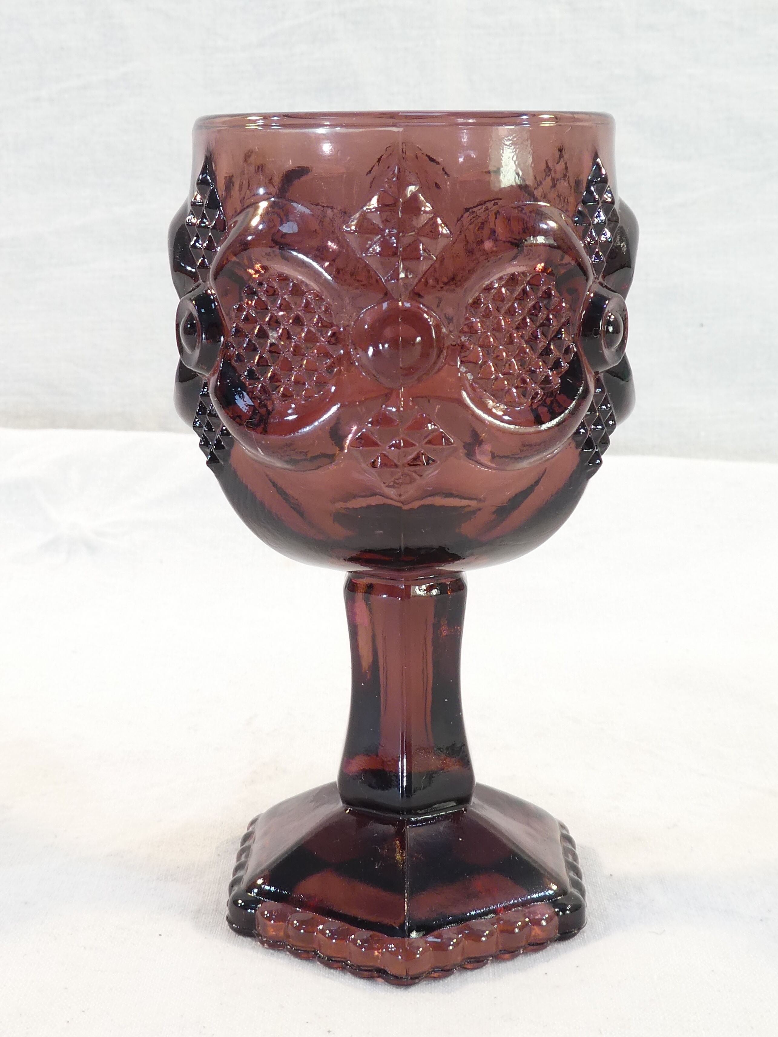 Advertising glass AVON purple decor in vintage relief