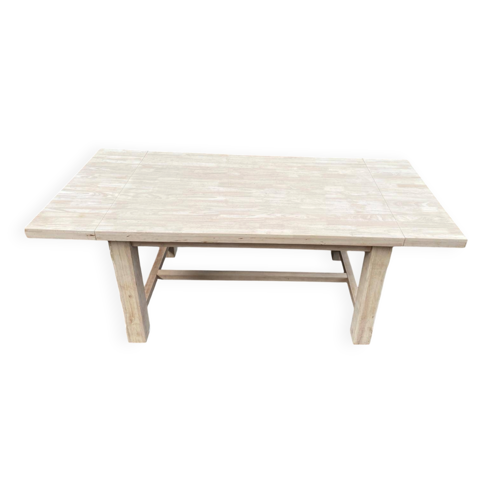 Table de ferme extensible à volets rénovée en bois massif 140-200cm