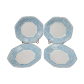 Set of 4 vintage blue marbled Arcopal deep plates.