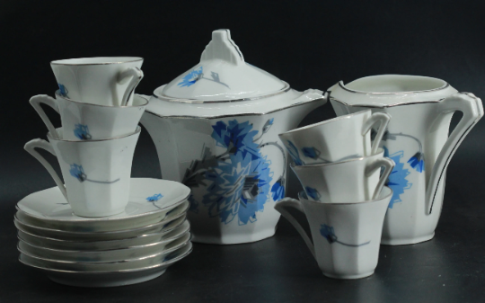 Vintage blue flower coffee service