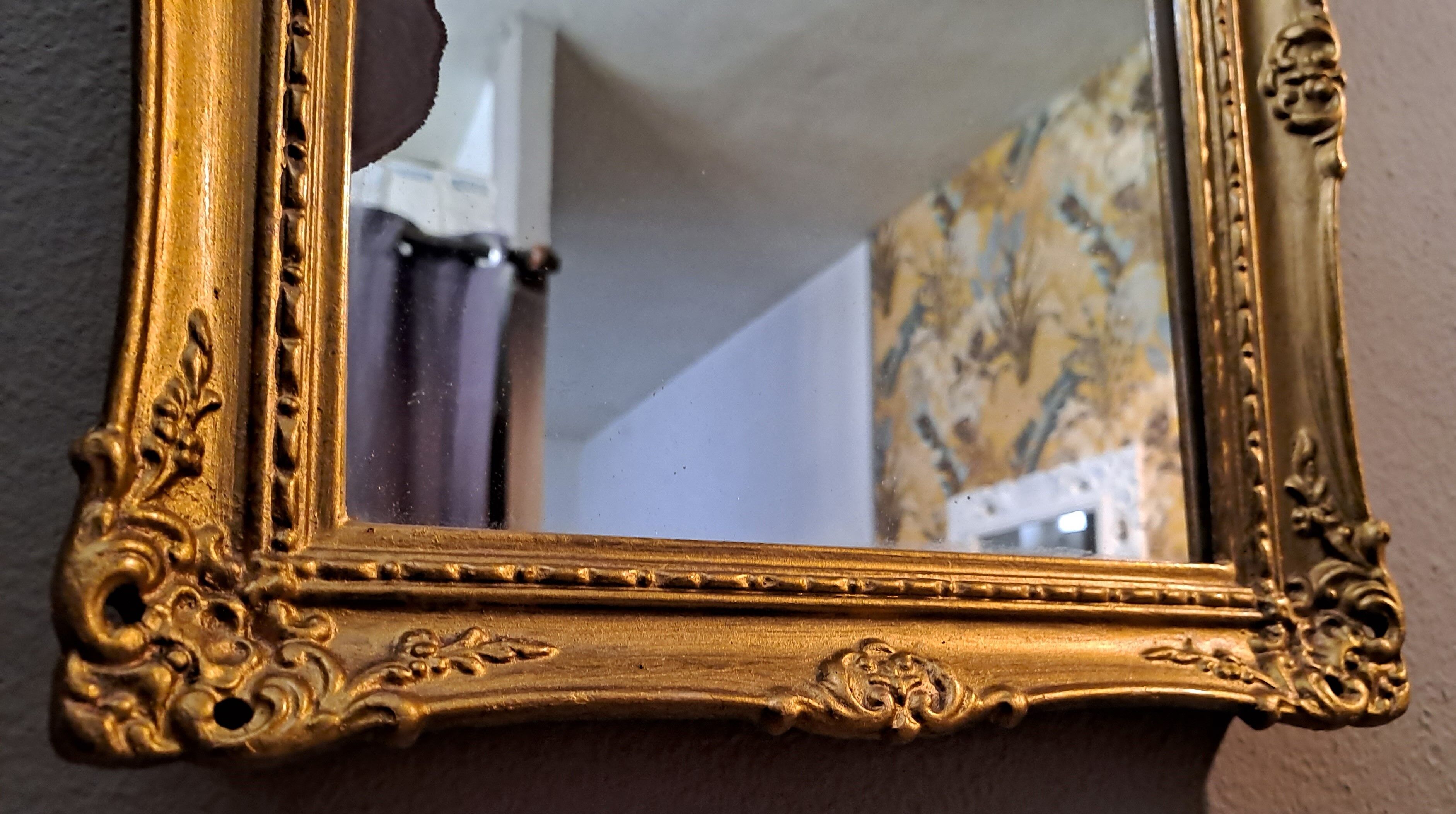 Mirror rectangular wood base and plaster moldings 1920 32x38cm