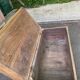 Renovated vintage baker's dough trough in solid oak from the 19th century.