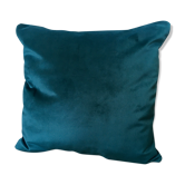 Coussin décoratif velours bleu canard 40x40
