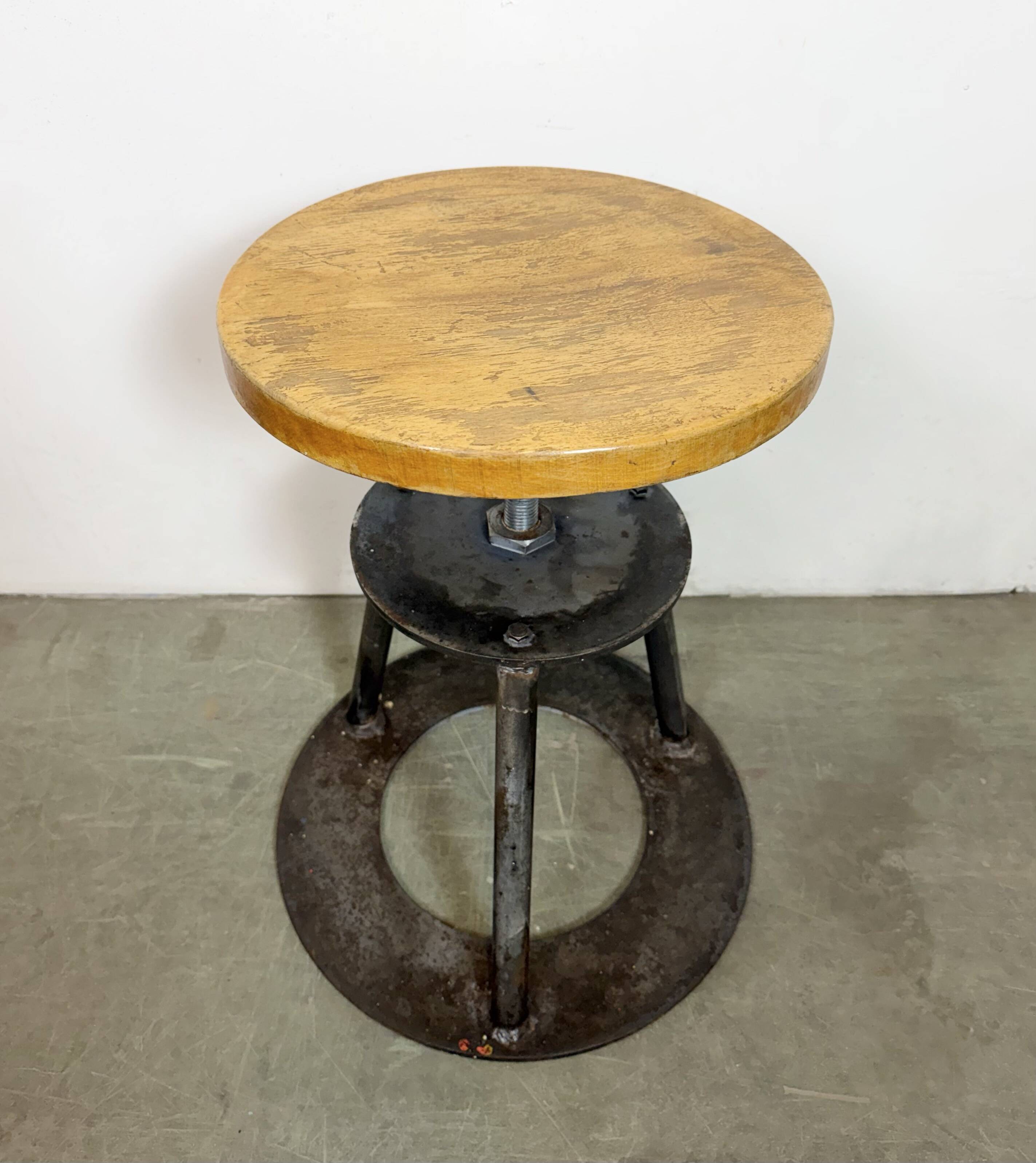 Black Industrial Workshop Swivel Stool, 1960s