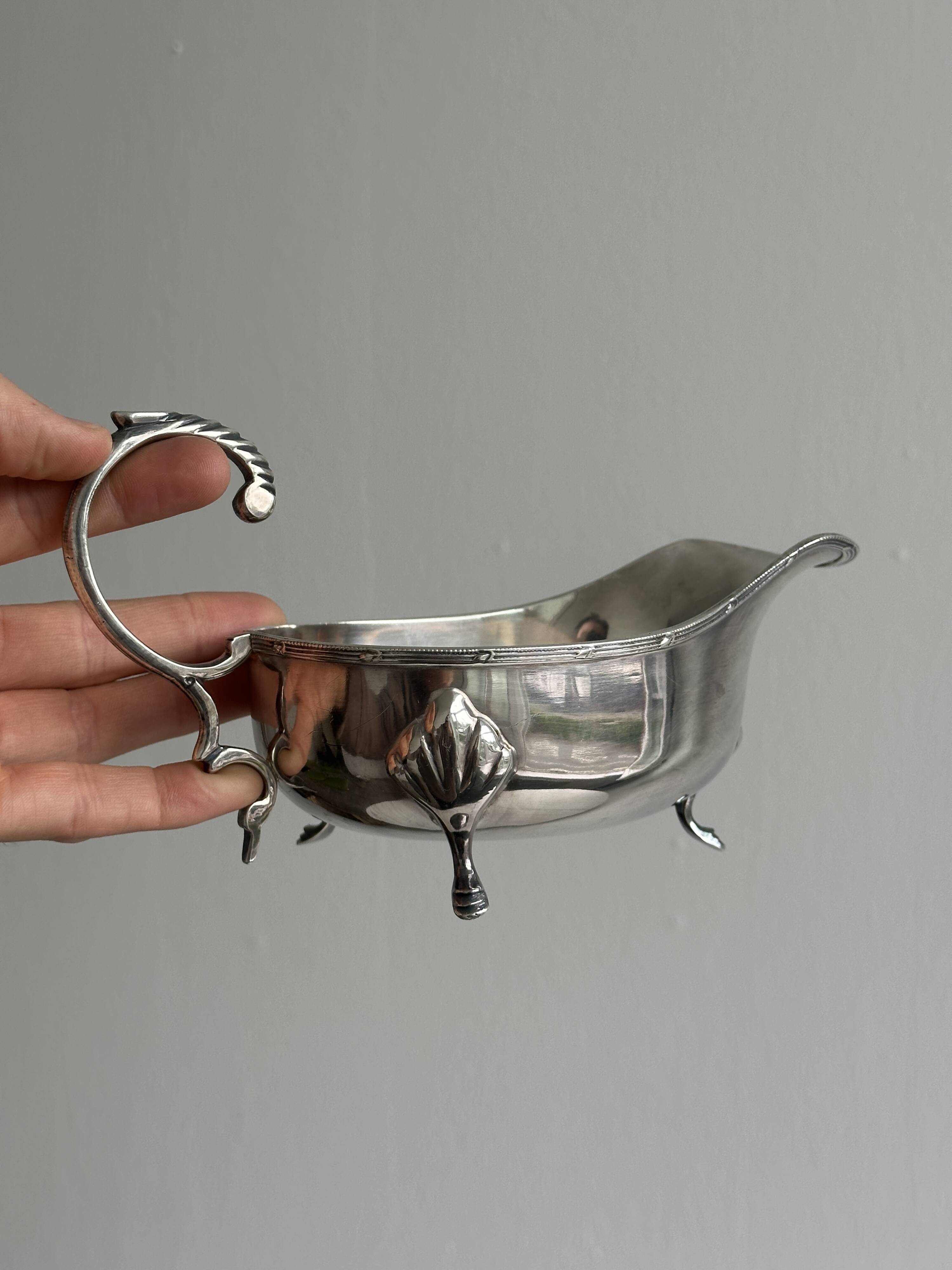 Antique silver-plated sauceboat