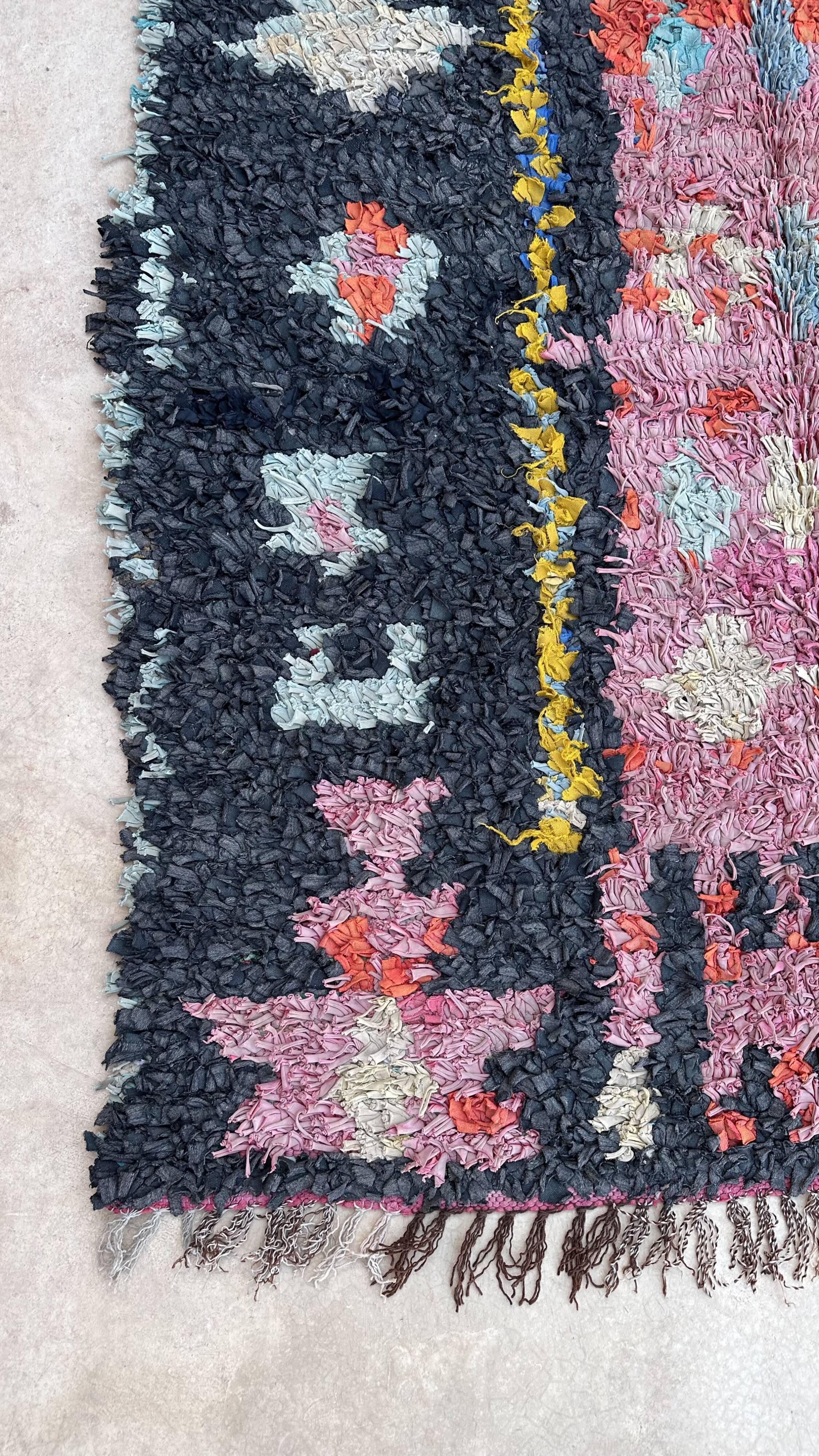 Berber carpet Boucherouite 126 x 269 cm