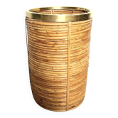 Porte parapluies vintage rotin laiton