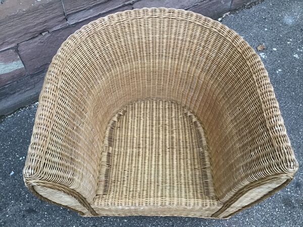 fauteuil gondole vintage en rotin années 80