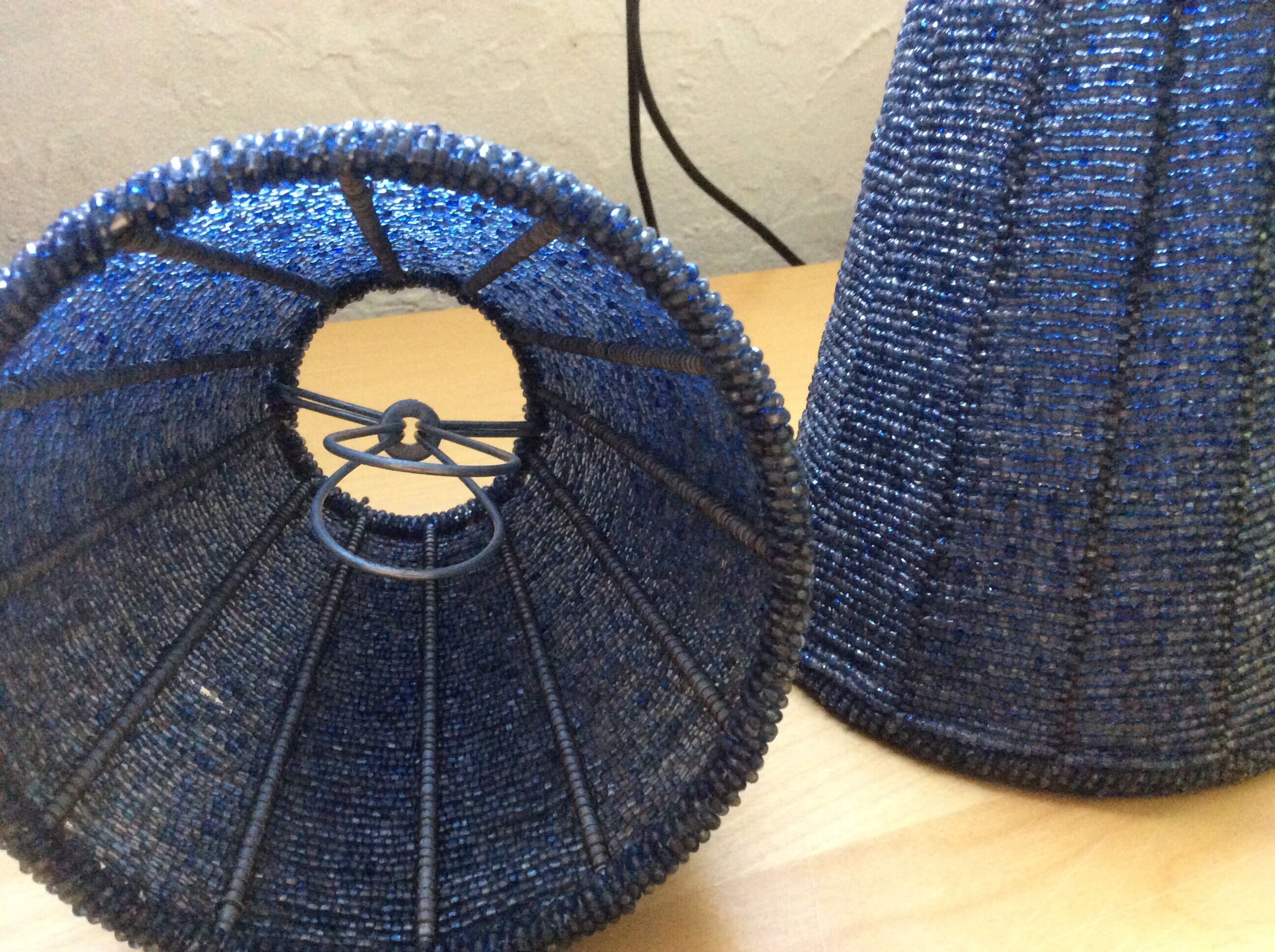 Pair of lampshade day in beads