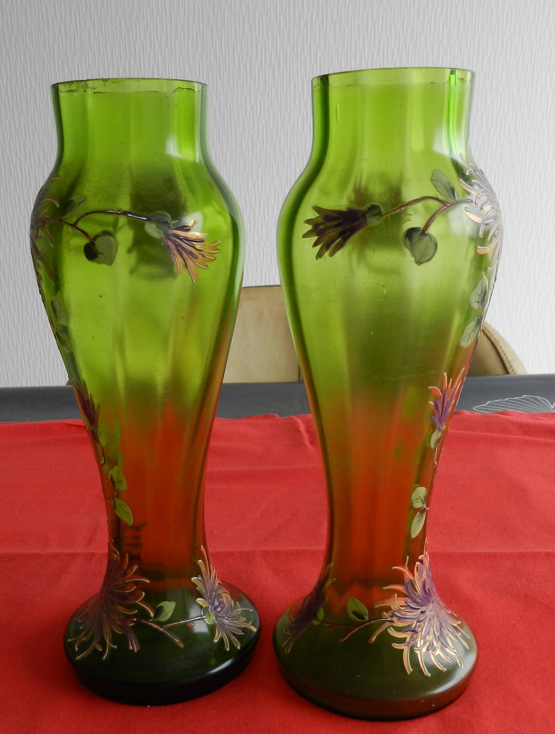 Pair of Enamelled Vases, late 19th century