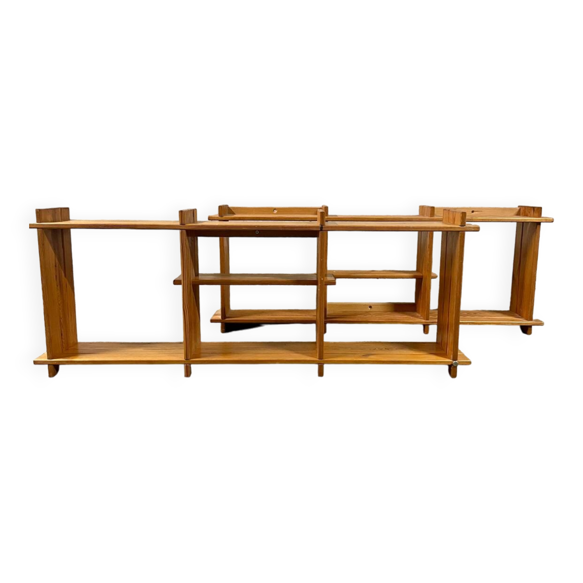Pair of pine wall shelves