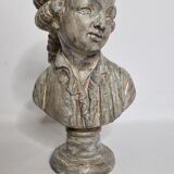 Bust of a young aristocrat in reconstructed stone, old stone patina, 32 cm