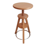 Vintage screw stool in solid beech.