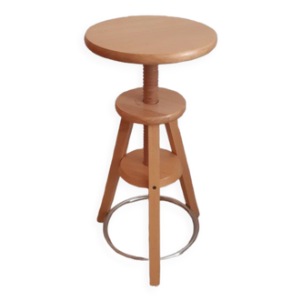 Vintage screw stool in solid beech.