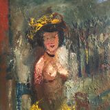 Seated Nude By Fernand Labat, Oil On Canvas 1920s Art Deco Impressionism
