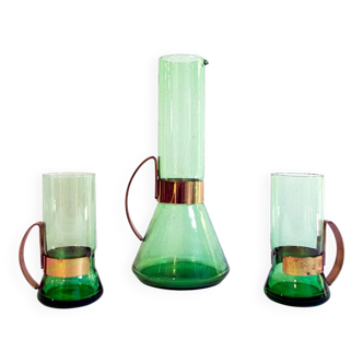 Vintage brocca and bicchiere di Seguso, anni '50, set of 3