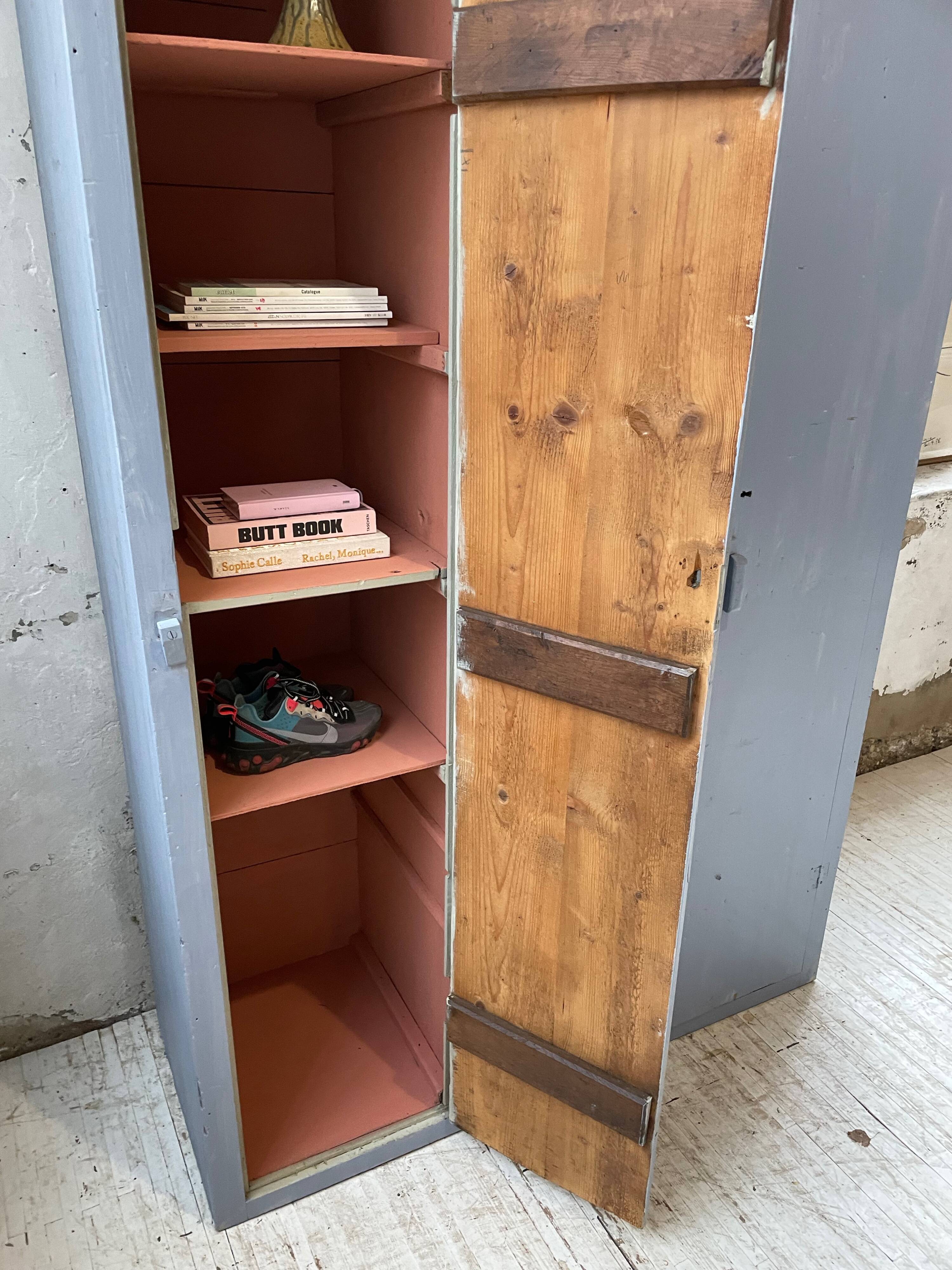 Blue patinated workshop furniture locker room
