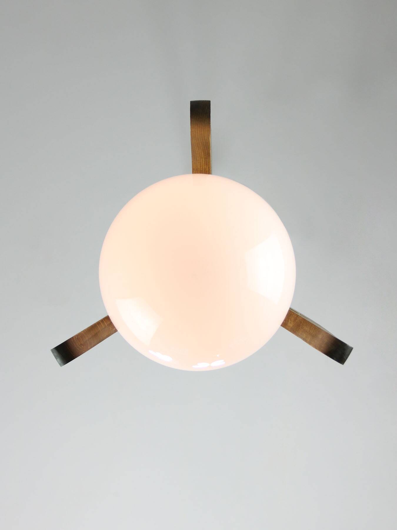 Mid-Century Scandinavian Chrome & Opaline Pendant Lamp, 1960s