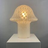 Large XL mushroom table lamp in white glass by Peill and Putzler 1970