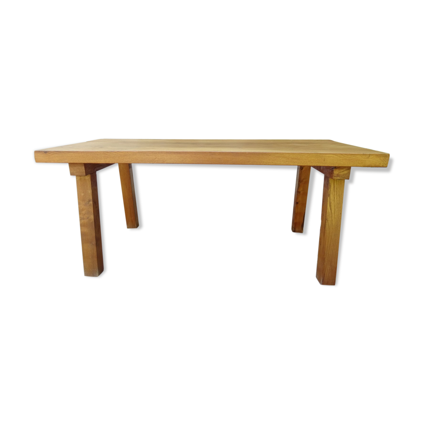 Massive elm coffee table of brutalist spirit