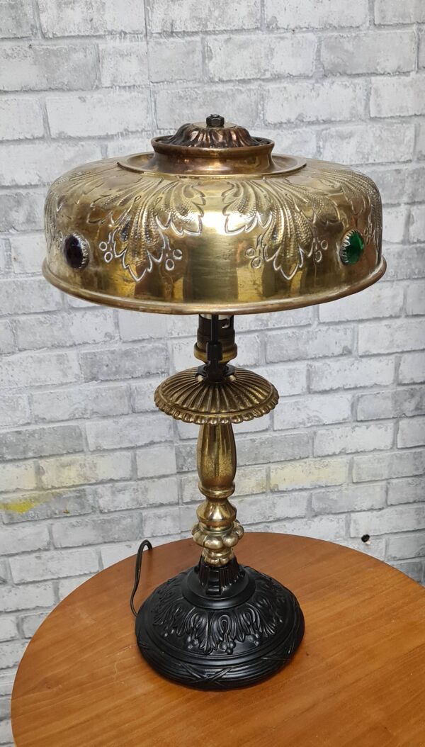 Lampe 1920 parisienne style leleu abat jour laiton 40x22 tres bon etat