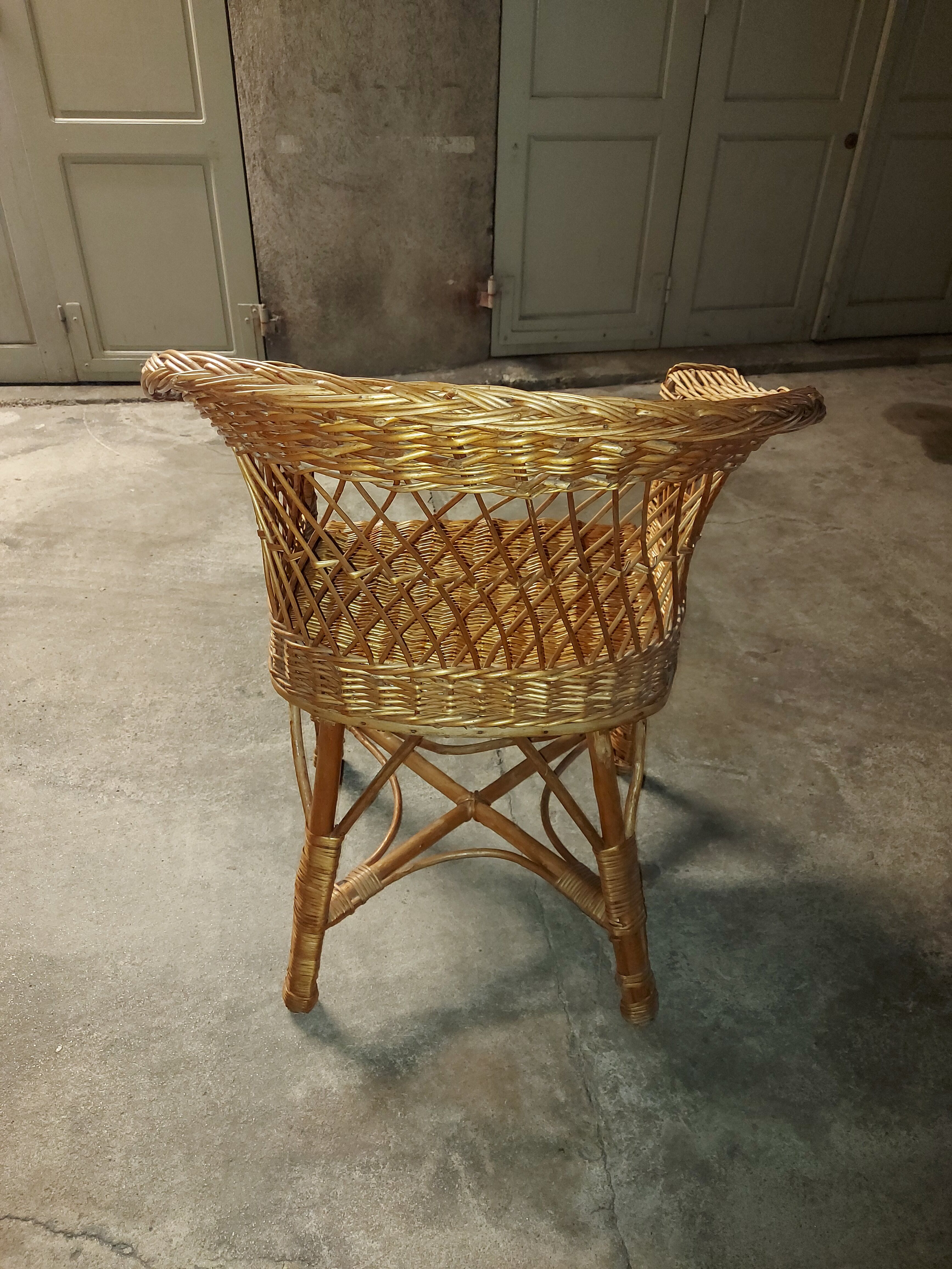 Fauteuil en rotin vintage