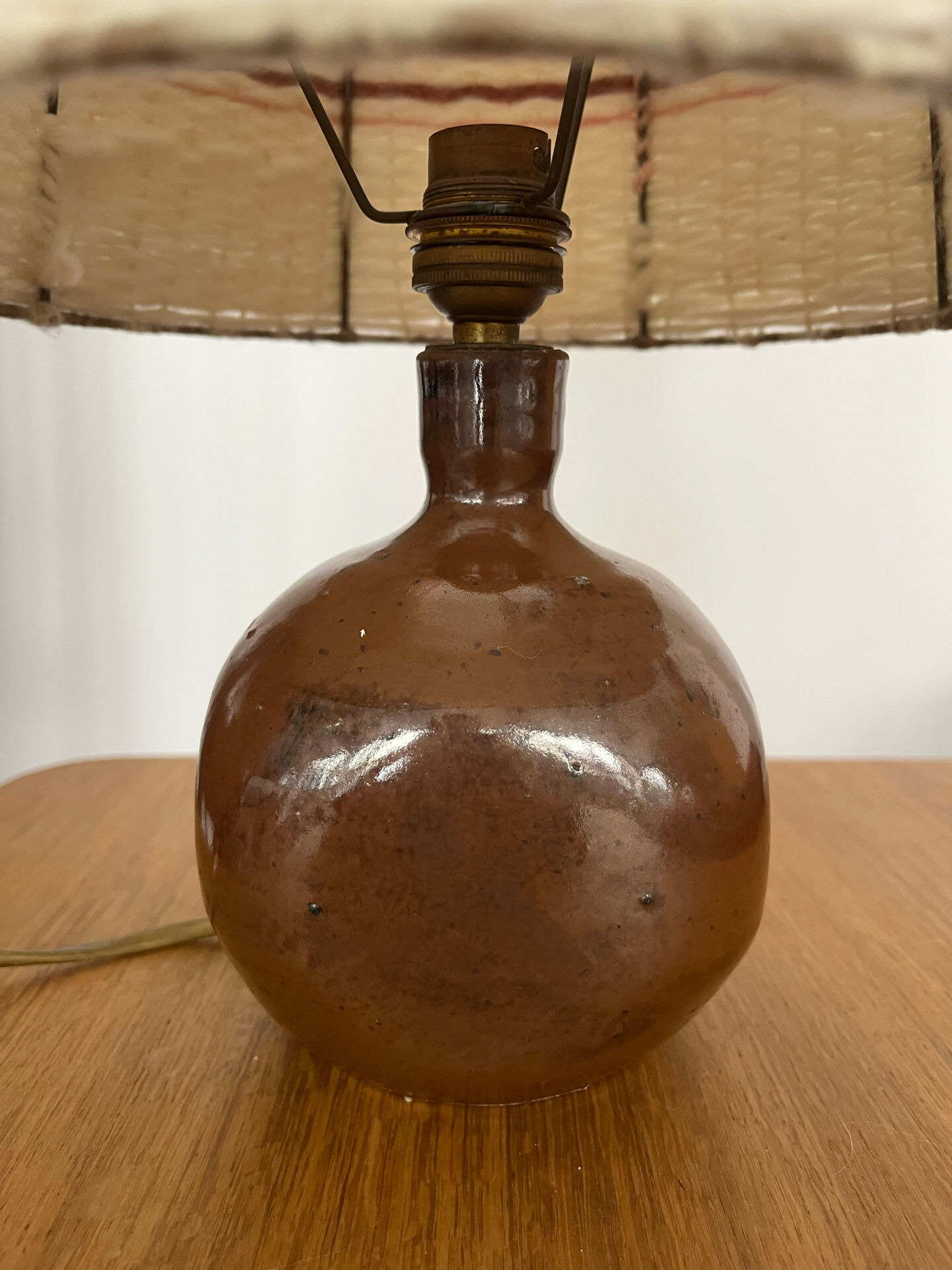 Table lamp with a stoneware base signed Baudat