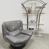 Vintage Italian design chrome & glass display cabinet room divider 1970