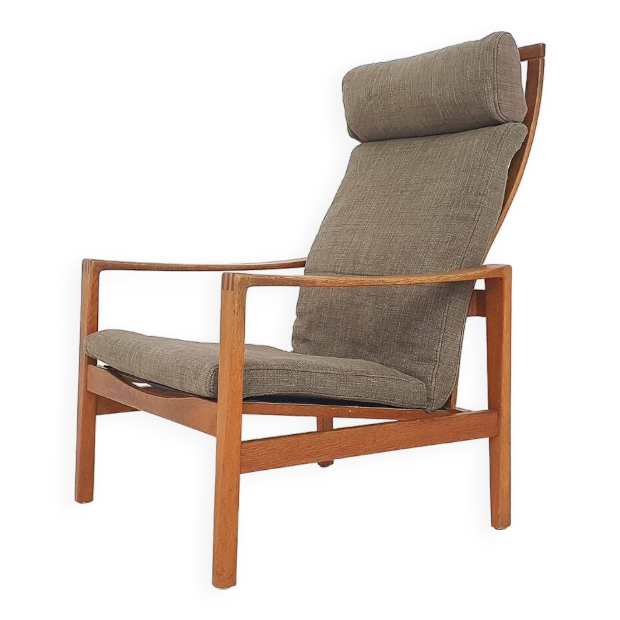 Mid-century oak high back lounge chair by Hartmut Lohmeyer for Wilkhahn, Germany 1960's
