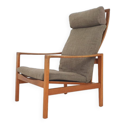Chaise longue à haut dossier en chêne du milieu du siècle, Hartmut Lohmeyer pour Wilkhahn, Allemagne, années 1960