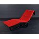 Scandinavian modern black leather and red wool reversible chaise lounge from Westnofa, Norwegian