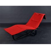 Scandinavian modern black leather and red wool reversible chaise lounge from Westnofa, Norwegian