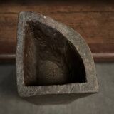 Brutalist vase 1970 in carved wood with monogram