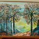 Huile sur toile suédoise originale vintage – « Arbres d'automne »