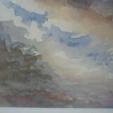 Watercolor painting by the sea boats