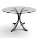 Table space age plateau verre fumé et piètement chromé