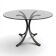 Table with a smoked glass top and chrome legs.