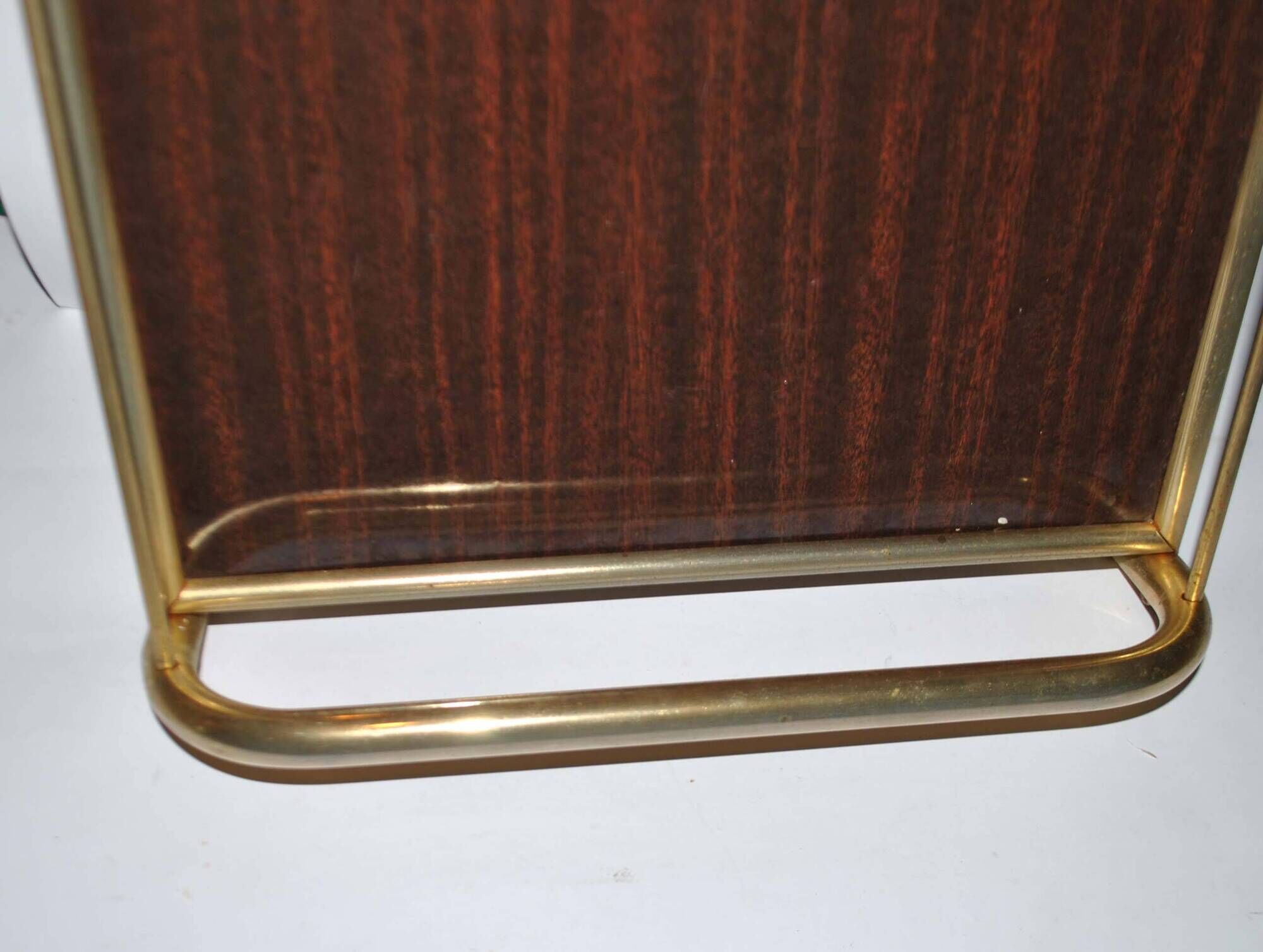 Tray in gilded brass and mahogany melamine wood, 1960-1970