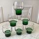 Set of 6 green wine glasses design 70s